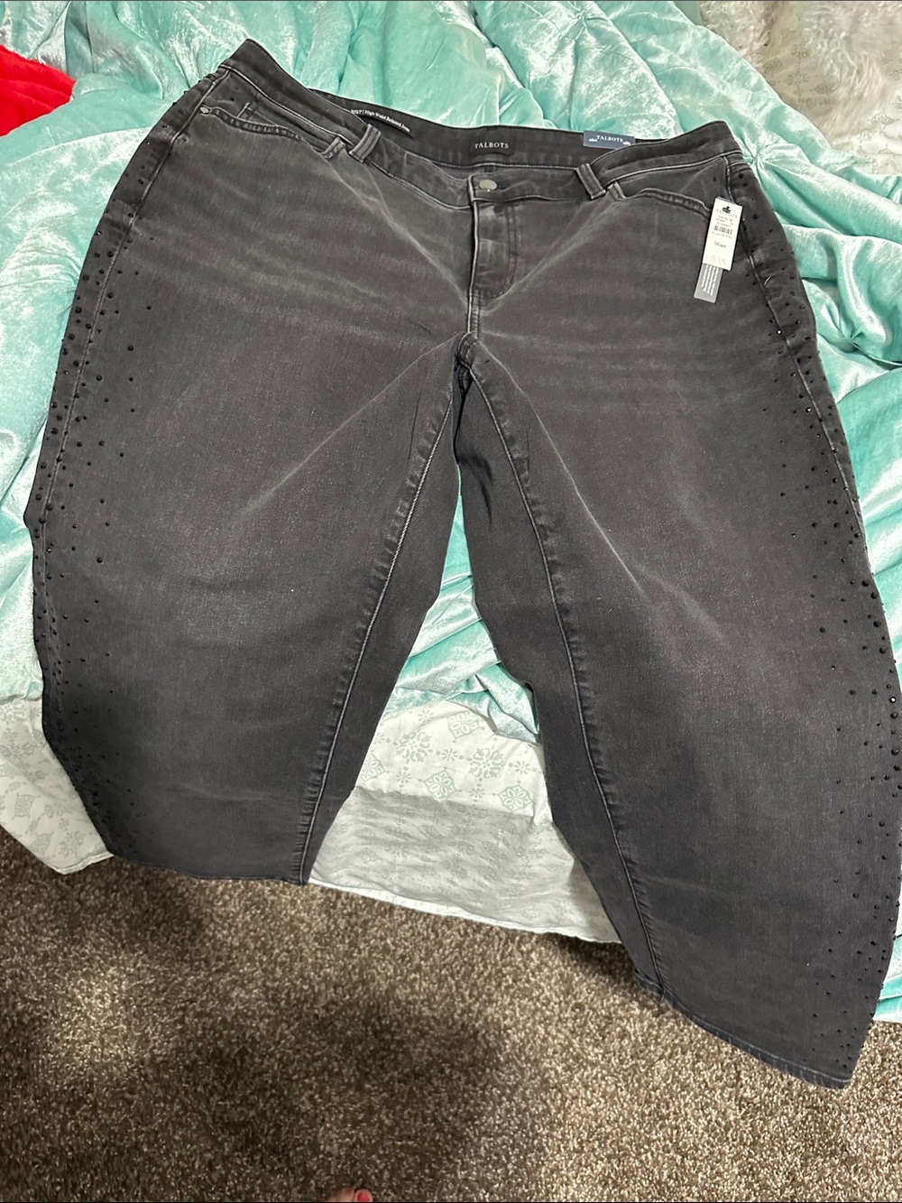 Talbots Black High-Rise jeans with Side Stud Detail
